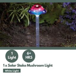 Marco Paul 35cm Purple Resin Mushroom Solar Powered Stake Light - thumbnail 5