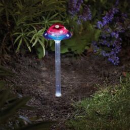 Marco Paul 35cm Purple Resin Mushroom Solar Powered Stake Light - thumbnail 1