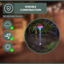 Marco Paul 35cm Purple Resin Mushroom Solar Powered Stake Light - thumbnail 4