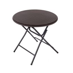 Oypla 80cm Folding Outdoor Round Rattan Patio Table in Dark Brown