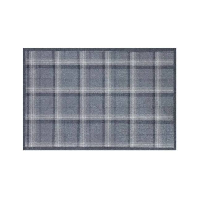 The Rug Shop UK Grey Modern Chequered Easy to Clean Mat - Size: 50 cm x 75 cm - image 1