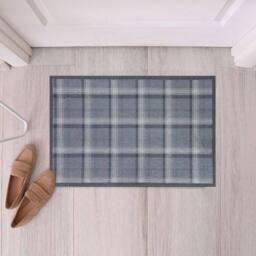 The Rug Shop UK Grey Modern Chequered Easy to Clean Mat - Size: 50 cm x 75 cm - thumbnail 2