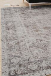 Kukoon Grey Distressed Soft Washable & Liquid Repellent Living Room Area Rug in Light Grey - Size: 240 cm x 330 cm - thumbnail 1