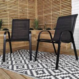Samuel Alexander 6 Person Rectangular Glass Top Garden Dining Table Chairs With Beige Banana Parasol & Base in Grey - thumbnail 5