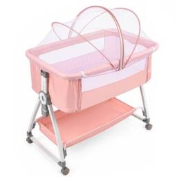 NESTLUNE Pink 3-in-1 Baby Crib Frame Travel Cot Rocker Cradle - Size: 100 cm x 15 cm