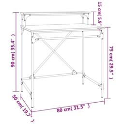 Berkfield Home Charming Desk Grey Sonoma 80x50x90 cm Engineered Wood & Iron - Size: 80 x 50 x 90 cm - thumbnail 9