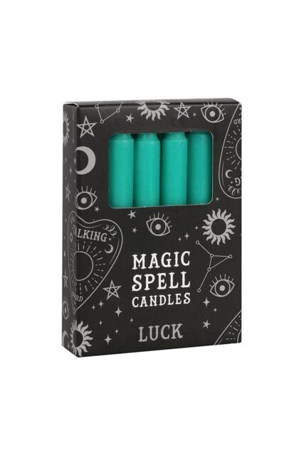 KDMD Set of 12 Green 'Luck' Spell Candles