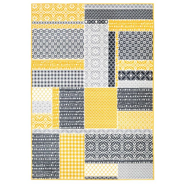 Kukoon Yellow Ochre Grey Traditional Patchwork Area Rug - Size: 60 cm x 240 cm - image 1