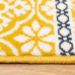 Kukoon Yellow Ochre Grey Traditional Patchwork Area Rug - Size: 60 cm x 240 cm - thumbnail 6