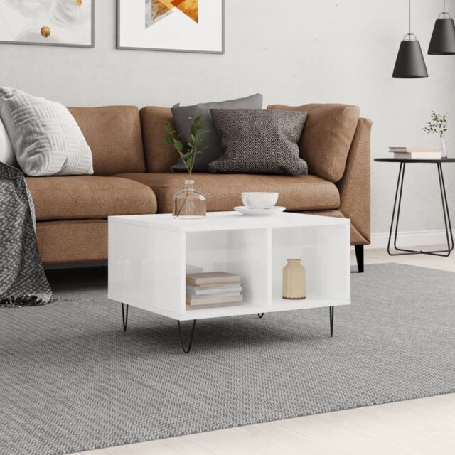 Berkfield Home Coffee Table High Gloss White 60x50x36.5 cm Engineered Wood - image 1