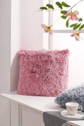 H&O Direct 45*45CM Square Tie-Dye Long Plush Throw Pillow Sofa Decor Pillow in Pink - Size: 45 cm x 45 cm - thumbnail 1