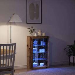 Berkfield Home Sideboard with LED Lights Old Wood 60, 5x37x100 cm in Brown - Size: 5 x 37 x 100 cm - thumbnail 5