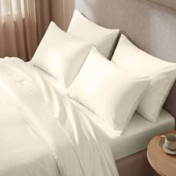 Bedable Sateen Bedding Bundle (Bedding Set + Duvet + 2 Pillows) in Cream - Size: King - thumbnail 4