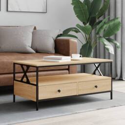 Berkfield Home Coffee Table Sonoma Oak 100x51x45 cm Engineered Wood in Brown - Size: 100 x 51 x 45 cm - thumbnail 2