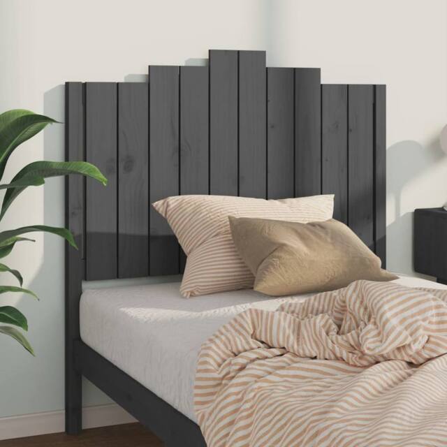 Berkfield Home Beautiful Bed Headboard Grey 106x4x110 cm Solid Wood Pine - Size: 106 x 4 x 110 cm - image 1
