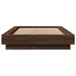 Berkfield Home Bed Frame with LED Lights without Mattress Brown Oak 100x200cm - Size: 100x200 cm - thumbnail 5