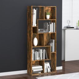 Berkfield Home Book Cabinet Smoked Oak 67x24x161 cm Engineered Wood in Brown - Size: 67 x 24 x 161 cm - thumbnail 1