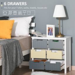 STILVORA 6 Drawer Chest with wooden structure Multicolour in White - thumbnail 5