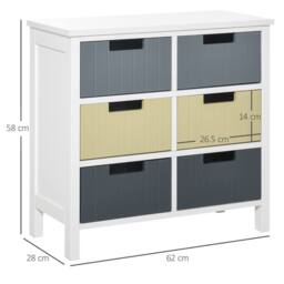 STILVORA 6 Drawer Chest with wooden structure Multicolour in White - thumbnail 2