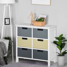 STILVORA 6 Drawer Chest with wooden structure Multicolour in White - thumbnail 1