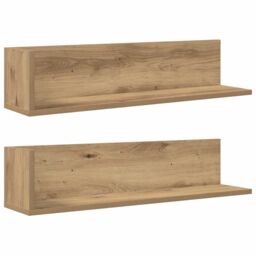 Berkfield Home Wall Shelves 2 pcs Artisan Oak 75x16.5x16.5 cm Engineered Wood in Brown - thumbnail 2