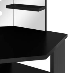 Berkfield Home Corner Dressing Table with LED Black 111x54x141.5 cm - thumbnail 9