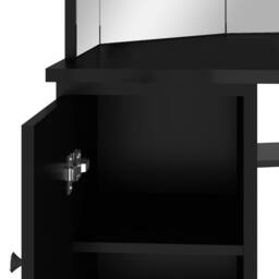 Berkfield Home Corner Dressing Table with LED Black 111x54x141.5 cm - thumbnail 8