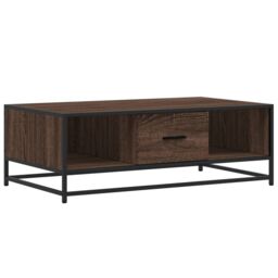 Berkfield Home Coffee Table Brown Oak 100x57x35 cm Engineered Wood & Metal - Size: 100 x 57 x 35 cm - thumbnail 2