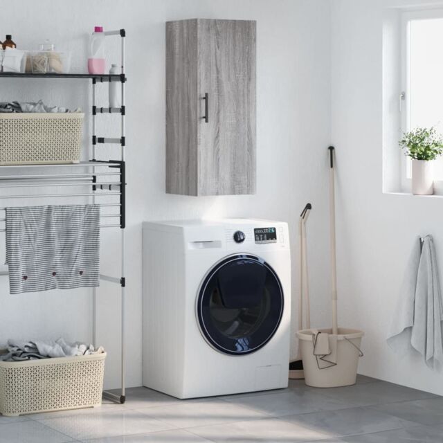 Berkfield Home Wall Mounted Cabinet Grey Sonoma 34.5x34x90 cm - image 1