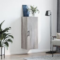 Berkfield Home Wall Mounted Cabinet Grey Sonoma 34.5x34x90 cm - thumbnail 3