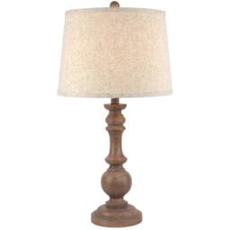 Lemon Pavilion Furniture and Decor Seraphia Table Lamp with Edged Linen Shade - L35 x W35 x H70 cm Brown