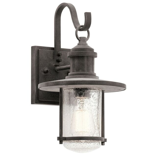 Loops Outdoor IP44 1 Bulb Wall Light Lantern Weathered Zinc LED E27 100W d01774