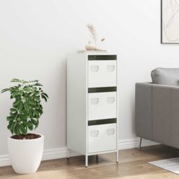 Berkfield Home Highboard White 39x35x103.5 cm Steel - thumbnail 3