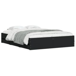Berkfield Home Bed Frame with Drawers without Mattress Black 150x200 cm King Size - thumbnail 3