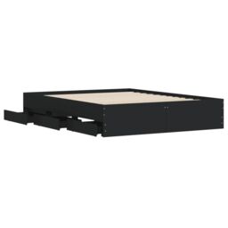 Berkfield Home Bed Frame with Drawers without Mattress Black 150x200 cm King Size - thumbnail 5