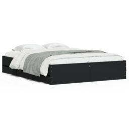 Berkfield Home Bed Frame with Drawers without Mattress Black 150x200 cm King Size - thumbnail 2