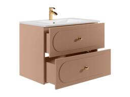 Vente-unique Suspended Bathroom Vanity Unit With Inset Basin - Dusty Pink - 80 Cm - thumbnail 5