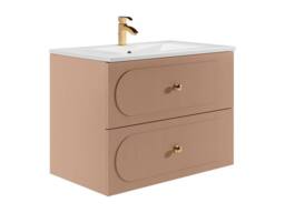 Vente-unique Suspended Bathroom Vanity Unit With Inset Basin - Dusty Pink - 80 Cm - thumbnail 4
