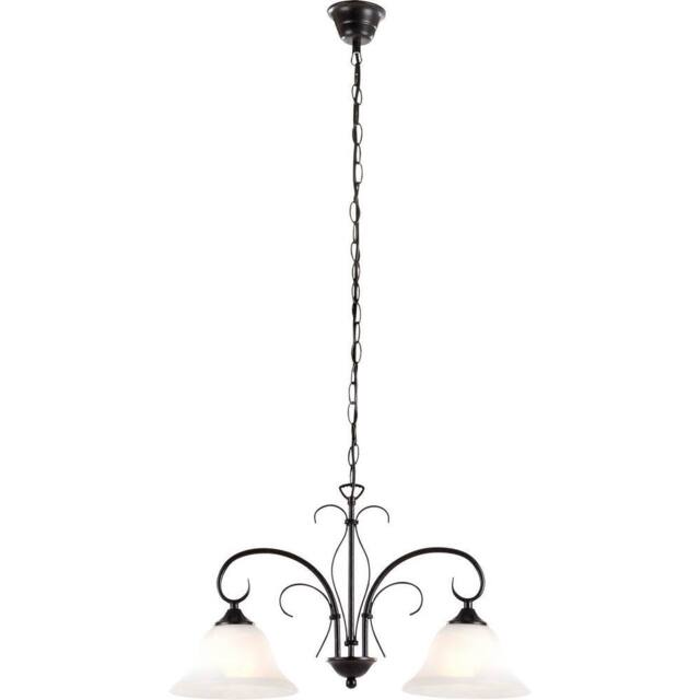 Netlighting Aries Multi Arm Pendant Ceiling Light Rust Colored Glass Shade 2x E27 in Brown