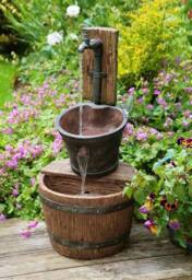 Primrose Bucket Tap Water Feature Fountain Waterfall Cascade Oak Effect 62cm in Brown - thumbnail 6