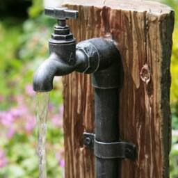 Primrose Bucket Tap Water Feature Fountain Waterfall Cascade Oak Effect 62cm in Brown - thumbnail 3