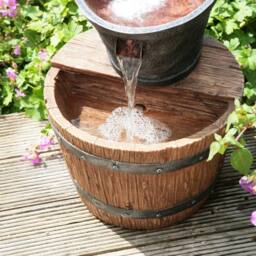 Primrose Bucket Tap Water Feature Fountain Waterfall Cascade Oak Effect 62cm in Brown - thumbnail 2