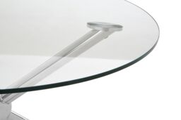 Orsina Elegant Round Silver Coffee Table, Distinctive Base Design Display Table, Clear Tempered Glass Top Table - thumbnail 2