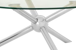 Orsina Elegant Round Silver Coffee Table, Distinctive Base Design Display Table, Clear Tempered Glass Top Table - thumbnail 3