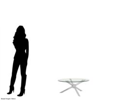 Orsina Elegant Round Silver Coffee Table, Distinctive Base Design Display Table, Clear Tempered Glass Top Table - thumbnail 5