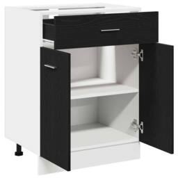 Berkfield Home Modern Black Oak Drawer Base Cabinet - 60x46x81.5 cm Made from Wood - thumbnail 5