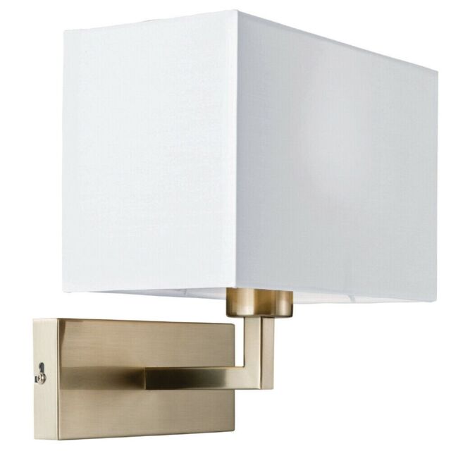 Loops Dimming LED Wall Light Satin Nickel & White Shade Sleek Rectangle Lamp Fitting in Metallics - image 1
