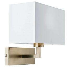 Loops Dimming LED Wall Light Satin Nickel & White Shade Sleek Rectangle Lamp Fitting in Metallics