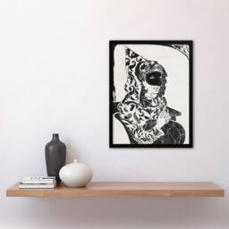 Artery8 Samuel J De Mesquita Framed Wall Art Print Masked Woman with Cape in White - Size: A4 - thumbnail 2