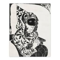Artery8 Samuel J De Mesquita Framed Wall Art Print Masked Woman with Cape in White - Size: A4 - thumbnail 3